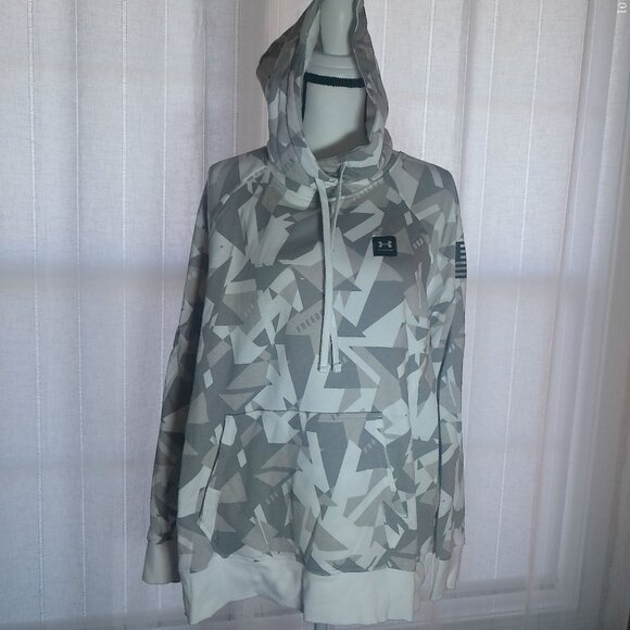UNDER ARMOUR Long Sleeve Hooded "Freedom" Sweatshirt White/Gray XXL - Picture 1 of 6